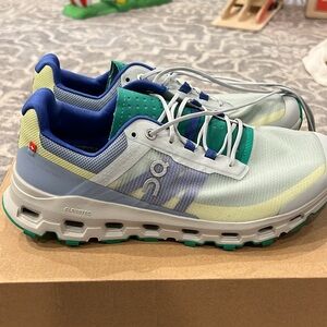 On Running Shoes with Blue and Mint Accents
